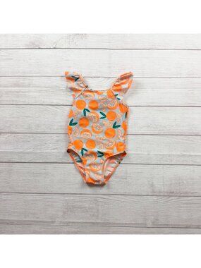 Cat & Jack Baby Girls Citrus Print One Piece Swimsuit Orange 2T